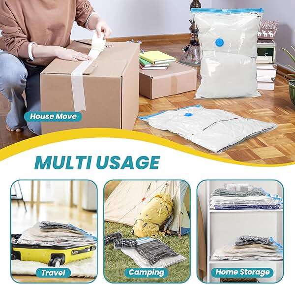 Vacuum Storage Bags, 8-Jumbo Space Saver Vacuum Storage Bags, Vacuum Seal Bags for Clothing, Clothes, Comforters and Blankets - Image 5