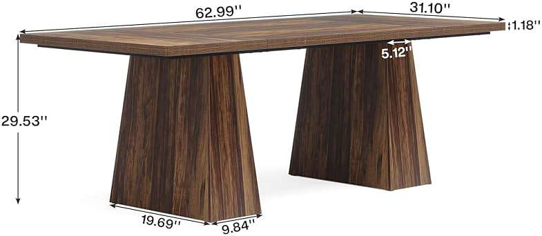 Tribesigns 63-Inch Executive Desk, Large Office Computer Desk with Double Pedestal, Modern Simple Workstations Writing Table Conference Table Business Furniture for Home Office, Rustic Brown - Image 2