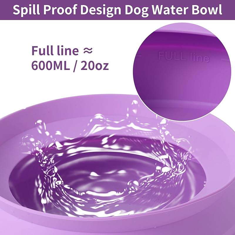 SLSON Spill Proof Dog Water Bowl for Cars,Collapsible No Splash Dog Travel Bowls Integrated Molding Portable Pet Bowl for Road Trip Truck,RV,SUV,Boat Accessories (Purple) - Image 3