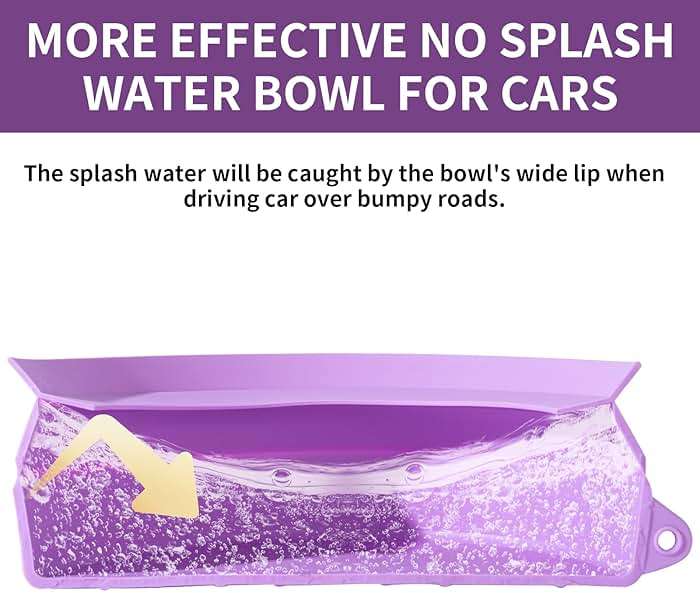 SLSON Spill Proof Dog Water Bowl for Cars,Collapsible No Splash Dog Travel Bowls Integrated Molding Portable Pet Bowl for Road Trip Truck,RV,SUV,Boat Accessories (Purple) - Image 4
