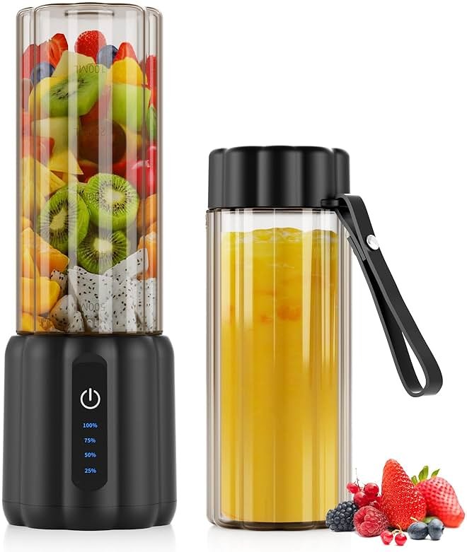 COKUNST Portable Blender - Small Smoothie & Shake Maker, 17 Oz (500ml) Personal Blender with 6 Blades, USB-C Rechargeable Mini Mixer with Extra Lid for Travel, Office, Gym - Product Image