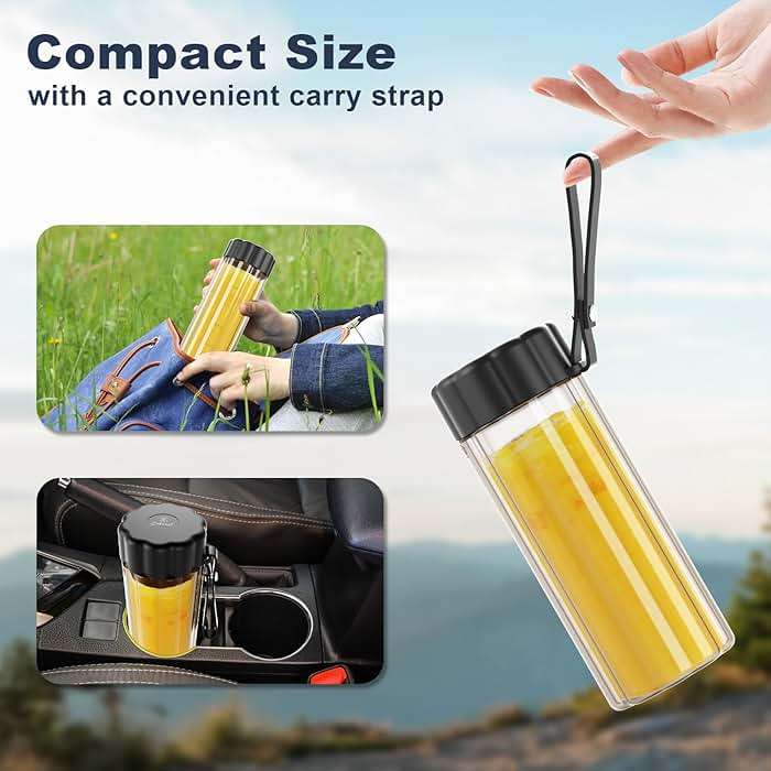 COKUNST Portable Blender - Small Smoothie & Shake Maker, 17 Oz (500ml) Personal Blender with 6 Blades, USB-C Rechargeable Mini Mixer with Extra Lid for Travel, Office, Gym - Image 6