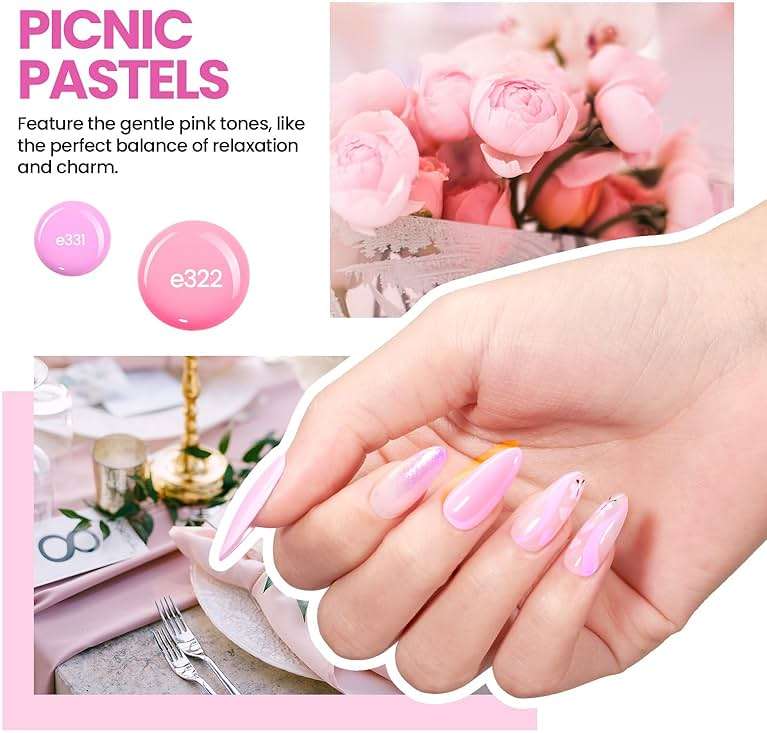 Beetles Gel Nail Polish Kit with U V Light: 19 Pcs Garden Party Pastel 8 Colors Soak Off Gel Nail Set with Base and Top Coat, Sticker accessories All in One Manicure Party Favors - Image 6