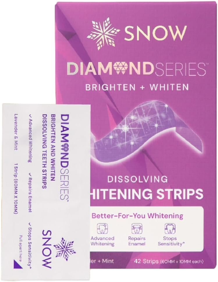 Snow Diamond Series Purple Whitening Strips - Dissolving Teeth Whitening Strips for Sensitive Teeth, Instant Brightening with Hydroxyapatite, Color-Correcting Purple Formula, 42 Count - Product Image