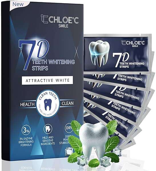 Teeth Whitening Strips | 14 Strips - 7-Day Mint-Flavored Treatments for Sensitive Teeth | Non-Toxic Whitening Strips | Enamel Safe & Peroxide-Free | Removes Stains in 7 Days | Teeth Whitening - Image 1
