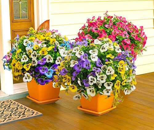Artificial Faux Flowers for Outdoors Fake Plants Spring Summer Decor, 14 pcs Realistic Fake Pansy Silk Flowers UV Resistant, Lifelike Faux Outdoor Plants for Porch Garden Patio Window Box Decor - Image 2