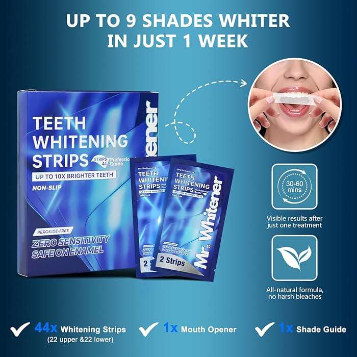 Mr.Whitener Teeth Whitening Strips, Professional Tooth Whitening Kits: 44 Strips 22 Packs Teeth Whitening Strips, Dentist-Approved, Peroxide-Free, Enamel Safe, Sensitivity Free Formula - Image 4