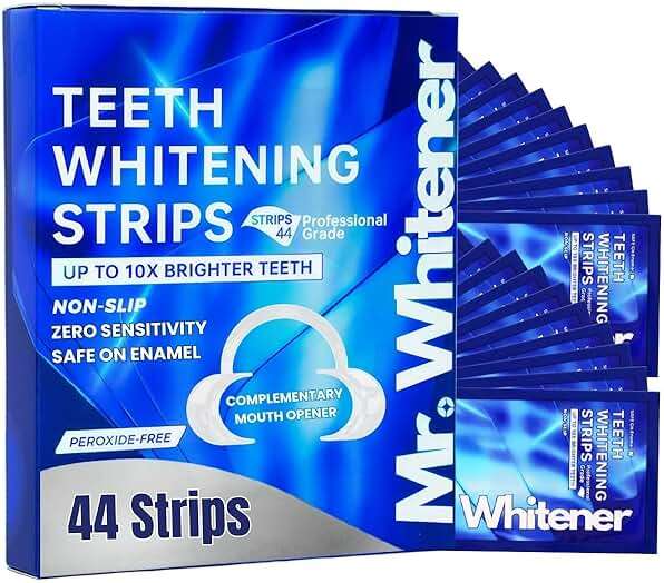 Mr.Whitener Teeth Whitening Strips, Professional Tooth Whitening Kits: 44 Strips 22 Packs Teeth Whitening Strips, Dentist-Approved, Peroxide-Free, Enamel Safe, Sensitivity Free Formula - Image 7