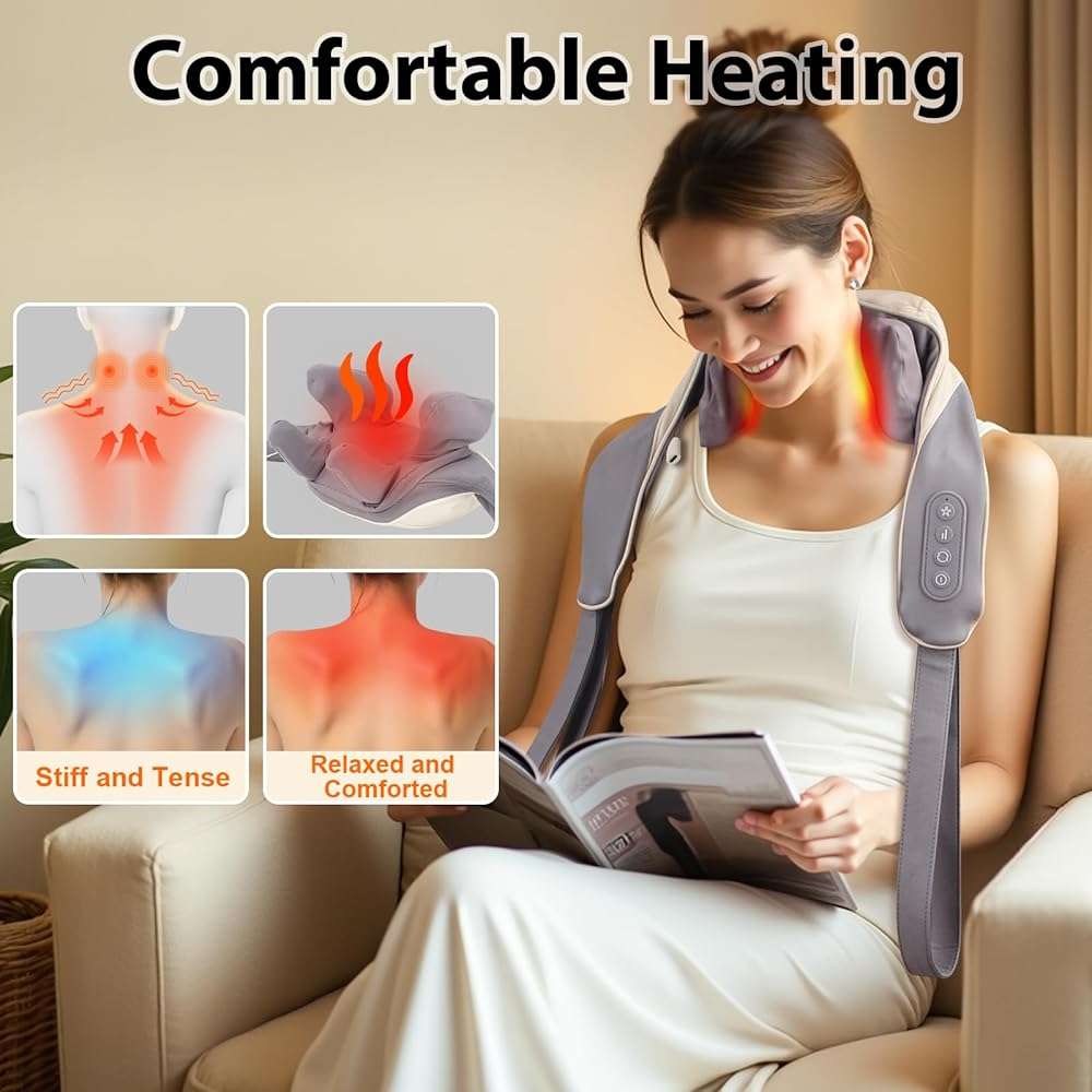 LCMWB Cordless Neck Massager with Heat, 6D Shiatsu Professional Neck Massager for Pain Relief Deep Tissue, Ergonomic Kneading Neck Back Shoulder Massager with 2 Modes/Speeds - Image 5