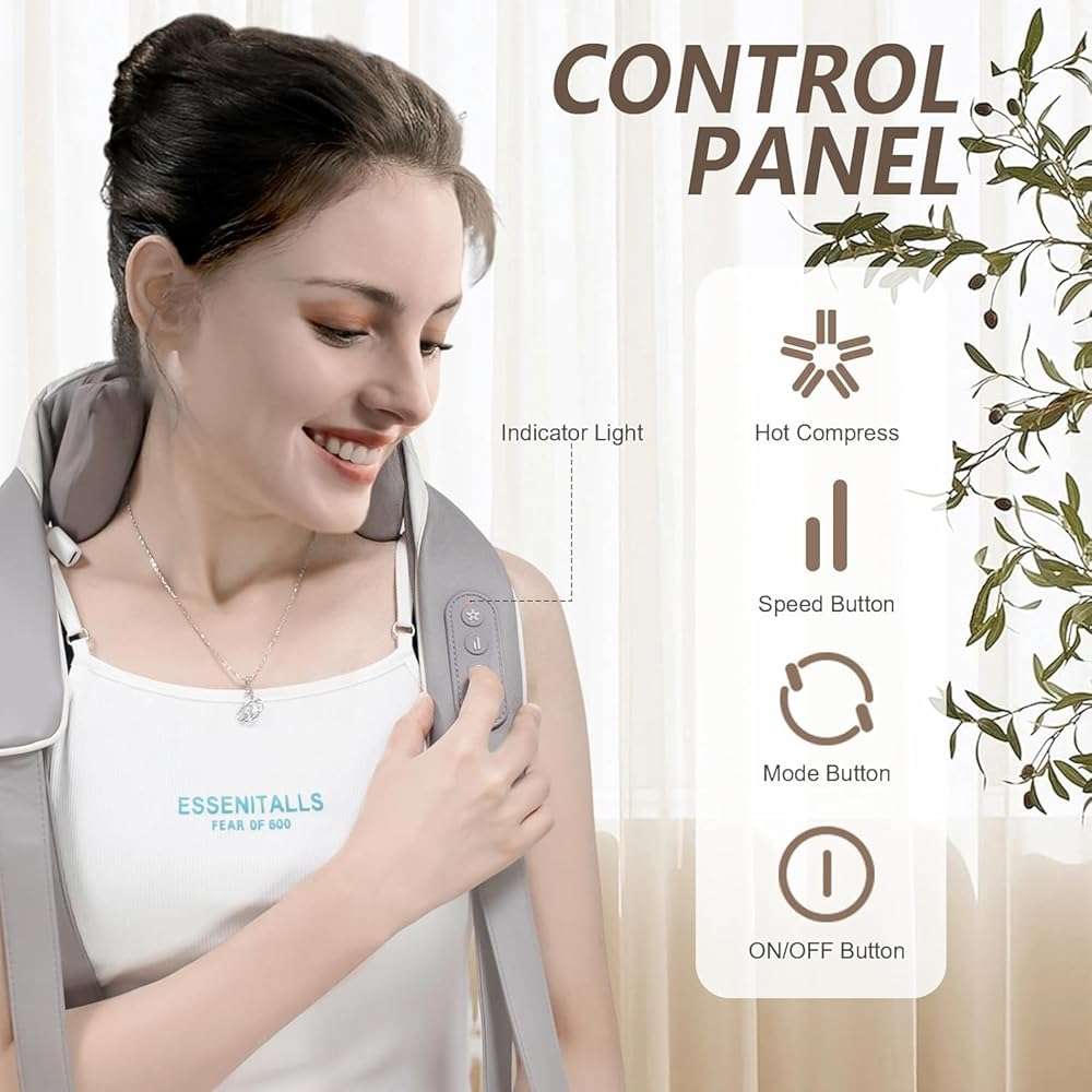 LCMWB Cordless Neck Massager with Heat, 6D Shiatsu Professional Neck Massager for Pain Relief Deep Tissue, Ergonomic Kneading Neck Back Shoulder Massager with 2 Modes/Speeds - Image 6