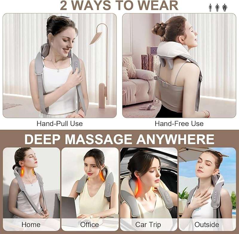 LCMWB Cordless Neck Massager with Heat, 6D Shiatsu Professional Neck Massager for Pain Relief Deep Tissue, Ergonomic Kneading Neck Back Shoulder Massager with 2 Modes/Speeds - Image 7