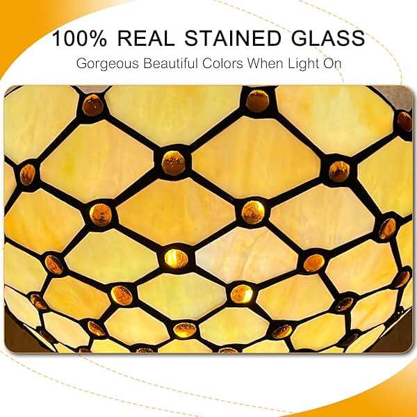Capulina Tiffany Torchiere Floor Lamp Vintage Amber Beads Stained Glass 12X12X70 Inches - Image 3