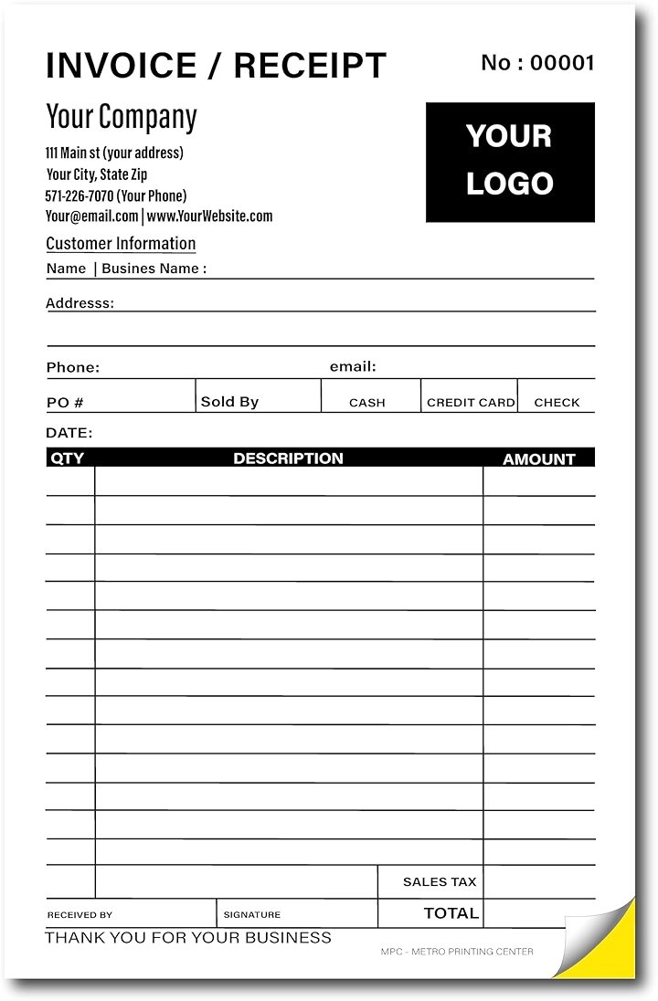 Sales Invoice Form Custom Printed with Your Company Information - Personalized Sales Ticket - Invoice Receipt - Carbonless NCR Form - Product Image