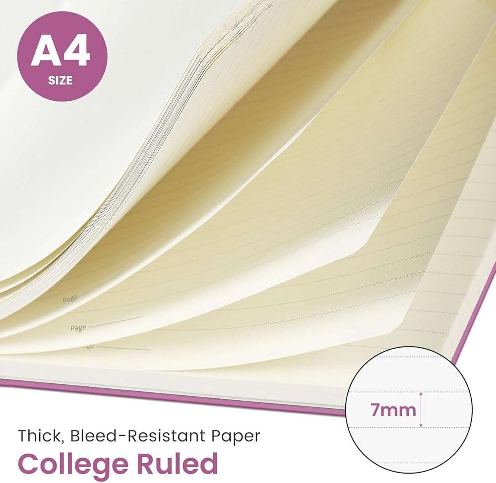 Taja Spiral Lined Notebook, 8.5"x11" Notebooks for Work, Large A4 Journal for Women & Men, College Ruled Journaling Notebook for Writing, Plastic Cover Spiral Journal, Purple - Image 3