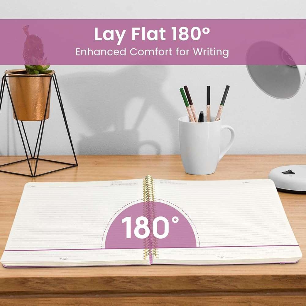 Taja Spiral Lined Notebook, 8.5"x11" Notebooks for Work, Large A4 Journal for Women & Men, College Ruled Journaling Notebook for Writing, Plastic Cover Spiral Journal, Purple - Image 5