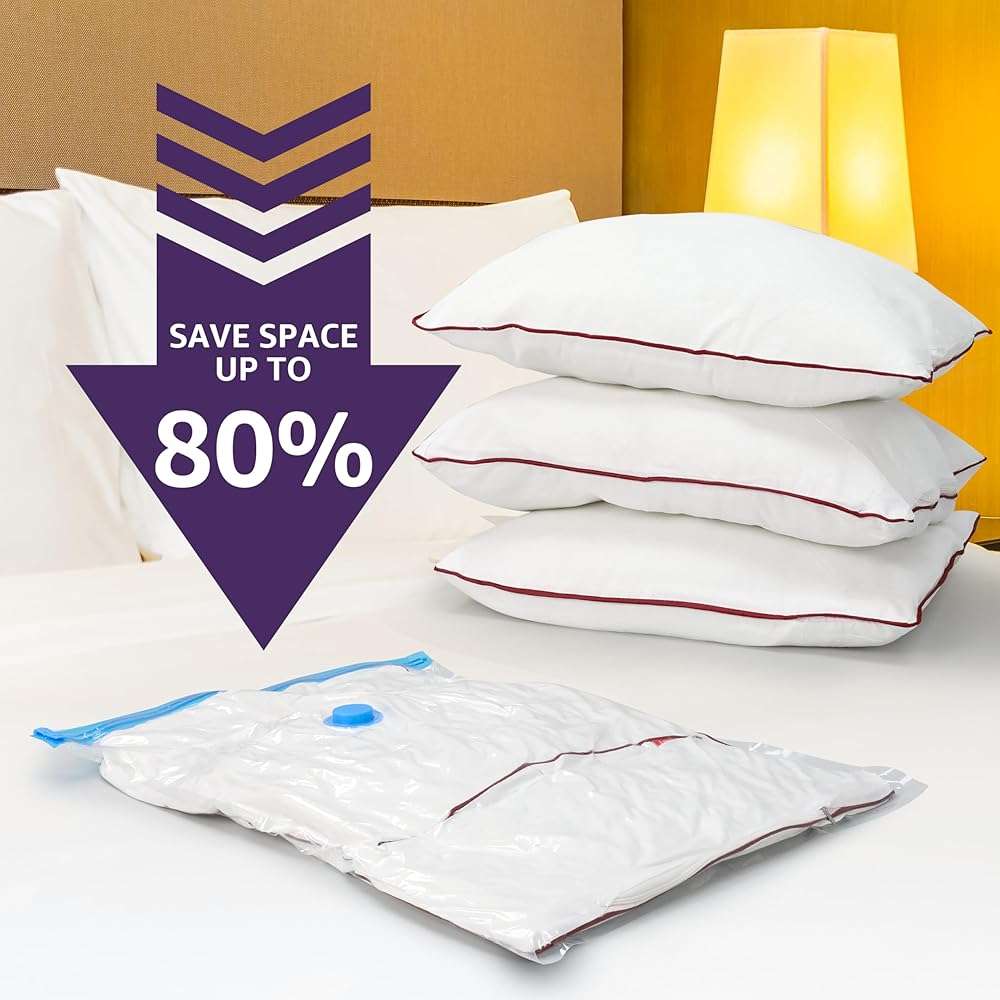 YSSOA Vacuum Storage Bags, 32-Pack Space Saver Vacuum Storage Bags, Vacuum Seal Bags for Clothing, Clothes, Comforters and Blankets Clear - Image 4