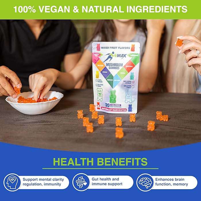 Ashwagandha and Lions Mane Mushroom Gummies for Adults - Organic - Reishi, Maitake, Chaga, Cordyceps, Shiitake, Turkey Tail - Immune Support, Memory, Focus and Energy -Vegan Mushroom Supplement Gummy - Image 5