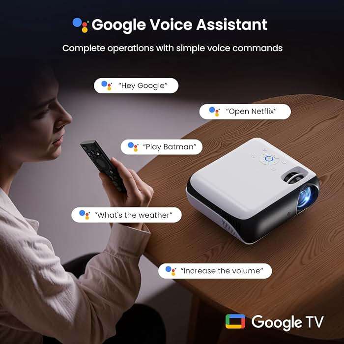 Official Licensed Google TV Smart Projector, HAPPRUN 4K UHD Home Theater with Dolby Sound, Wi-Fi & Bluetooth, Built-in Streaming Apps, Compatible with Games Consoles & Smartphone, Indoor & Outdoor Use - Image 3