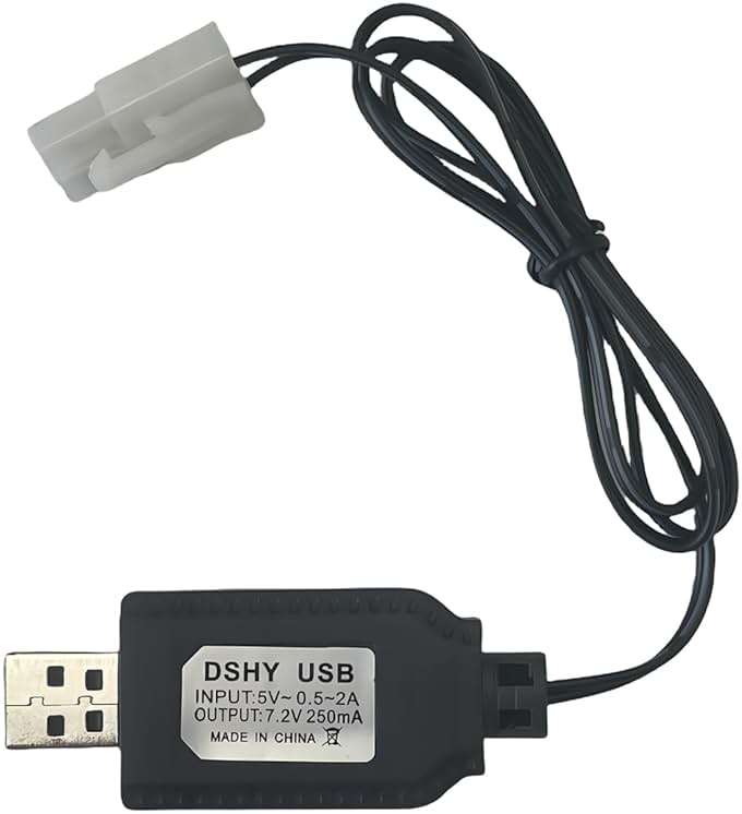 4.8V Battery Charger Cable,Compatible for Tamiya KET-2P Compatible RC Cars, RC Excavator,RC Tanks, RC Boats and Other Remote Control Toys for Universal 4.8V Lipo Battery USB Charger (1) - Image 1