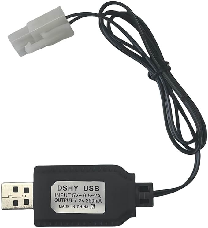 4.8V Battery Charger Cable,Compatible for Tamiya KET-2P Compatible RC Cars, RC Excavator,RC Tanks, RC Boats and Other Remote Control Toys for Universal 4.8V Lipo Battery USB Charger (1) - Product Image