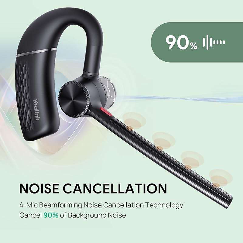 Yealink BH71 Lite Bluetooth Headset,Wireless Earpiece with 4 Noise Cancelling Microphone,10H Talk Time,Adjustable Ear Hook,Bluetooth Earphones for Cell Phone,Driving,Office Work - Image 2