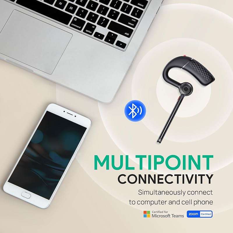 Yealink BH71 Lite Bluetooth Headset,Wireless Earpiece with 4 Noise Cancelling Microphone,10H Talk Time,Adjustable Ear Hook,Bluetooth Earphones for Cell Phone,Driving,Office Work - Image 7
