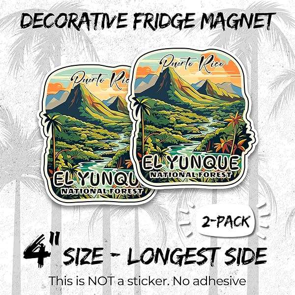 El Yunque National Forest Puerto Rico Magnet 4 Inch 2-Pack Landmark Caribbean – Strong Vinyl Decorative Travel Magnets for Fridge Locker Kitchen Office – Cute Fun Aesthetic Cool Durable ID44999 - Image 2