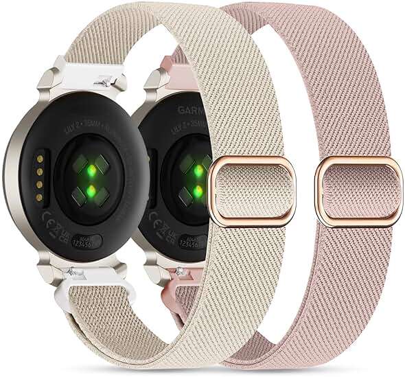 Elastic Nylon Bands Compatible with Garmin Lily 2, 14mm Stretchy Nylon 2 Pack Soft Loop Straps Quick Release Replacement Adjustable Wristband for Lily 2 Classic/Active Smart Watch Accessory for Women - Image 2