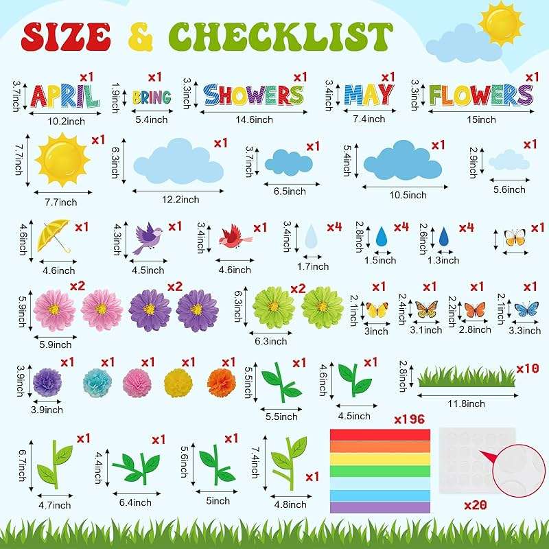 Blosssound Spring Bulletin Board Decorations April Showers Bring May Flowers Decorations 3D Spring Flower Rainbow Cutouts with Paper Flowers Blackboard Wall Decals for School Home Party Decor - Image 2