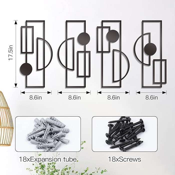 Zzbakress 4 Pcs Large Black Wall Decor Abstract Metal Wall Art Minimalist Geometric Wall Decor for Living Room Modern Single Line Art Wall Decoration for Bedroom Study Bathroom Kitchen (Unique, 4) - Image 3