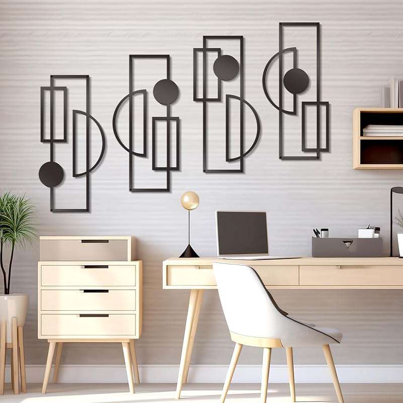 Zzbakress 4 Pcs Large Black Wall Decor Abstract Metal Wall Art Minimalist Geometric Wall Decor for Living Room Modern Single Line Art Wall Decoration for Bedroom Study Bathroom Kitchen (Unique, 4) - Image 7