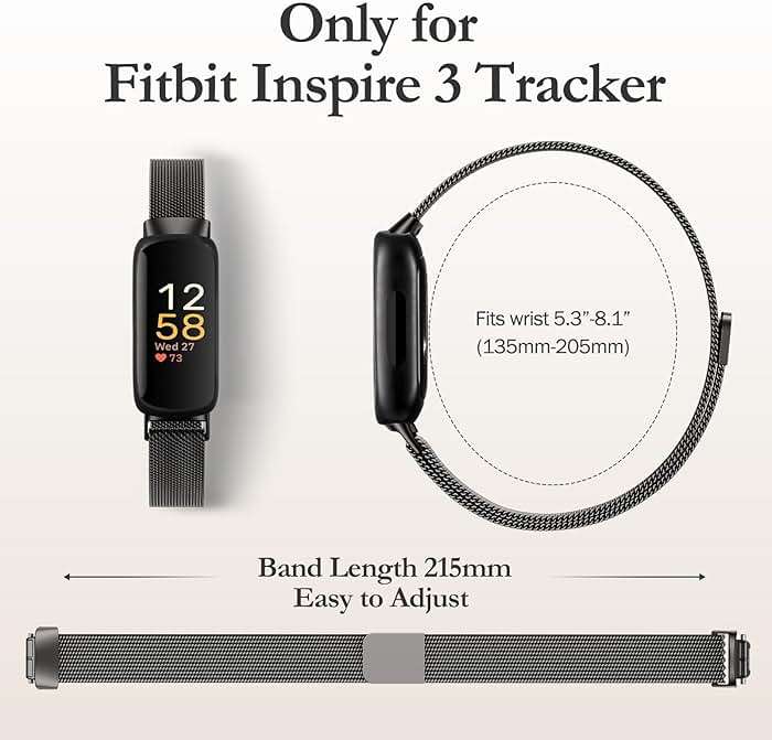 JKD Metal Bands Compatible with Fitbit Inspire 3 Bands for Women Men, Soft Stainless Steel Band Mesh Loop Strap Replacement Magnetic Wristband Accessories for Fitbit Inspire 3 Fitness Tracker - Image 7
