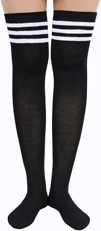 Christmas Thigh High Socks - Halloween Striped Knee High Socks for Women & Teen Girls 4 Pack - Image 3