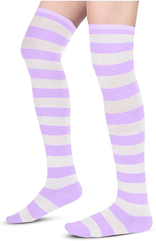 sockfun Striped Thigh High Socks - Christmas Over the Knee High Stockings for Women Teen Girls - Image 6