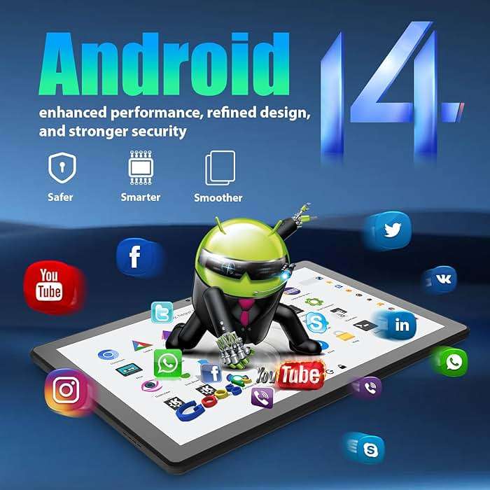 HiGrace Android Tablet, 14GB RAM+64GB ROM (TF 1TB), 11 inch Android 14 Octa-Core, 6800mAh, Widevine L1, WiFi 6, 8 in 1 Tablet with Keyboard, Mouse, Protective Case, Stylus, Headset, Charger- Black - Image 2