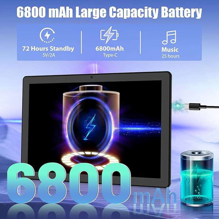 HiGrace Android Tablet, 14GB RAM+64GB ROM (TF 1TB), 11 inch Android 14 Octa-Core, 6800mAh, Widevine L1, WiFi 6, 8 in 1 Tablet with Keyboard, Mouse, Protective Case, Stylus, Headset, Charger- Black - Image 5