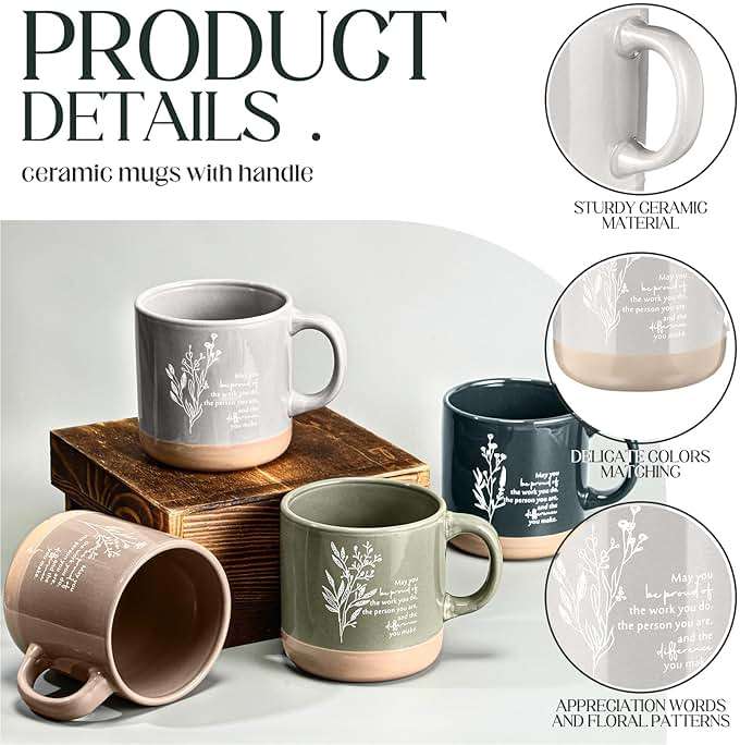 Didaey 4 Pcs Thank You Mugs Bulk Appreciation Gift for Volunteer Coworker Staff Teacher Nurse Ceramic Coffee Mug 12.85 oz Office Work Team Administrative Professionals Day Lab Week Gifts - Image 3