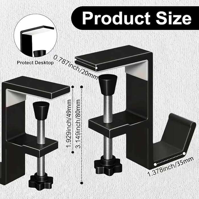 JAKO Headphone Stand - Aluminum Alloy Headphone Holder, Under Headset Stand for Desk Fit for PC Gaming Headset Hanger Hook Suitable for Office, Computer, Student Class Desk, Handmade Creator Table - Image 2
