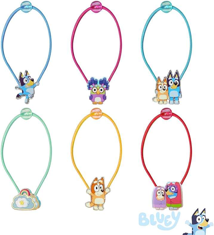 LUV HER Bluey Elastic Hair Ties for Girls - Multicolored, Durable Elastic - Pack of 6 - Ideal Hair Accessories for Ponytails & Buns, Ages 3+ - Image 2