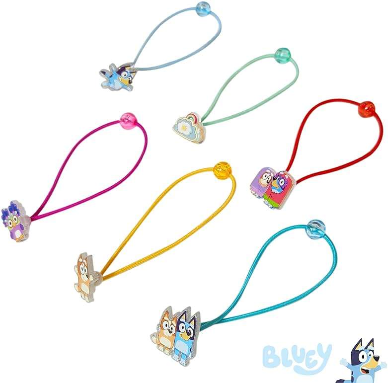 LUV HER Bluey Elastic Hair Ties for Girls - Multicolored, Durable Elastic - Pack of 6 - Ideal Hair Accessories for Ponytails & Buns, Ages 3+ - Image 4