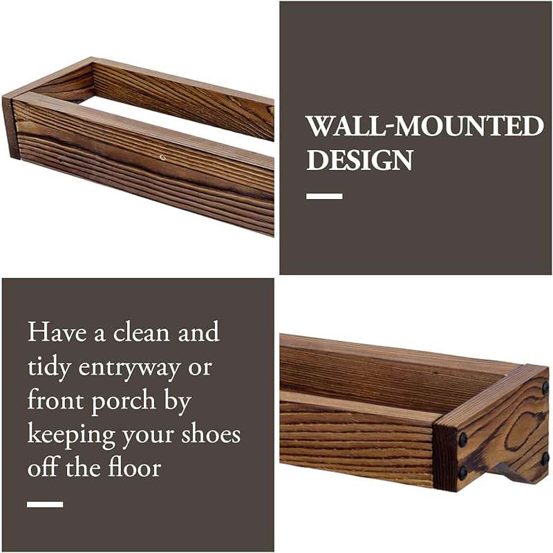 MyGift 30 Inch Rustic Burnt Solid Wood Hanging Shoe Rack, Set of 4 Wall Mounted Storage Organizer Footwear Holder for Closet, Mudroom, Entryway, Holds 12 Pairs - Image 4