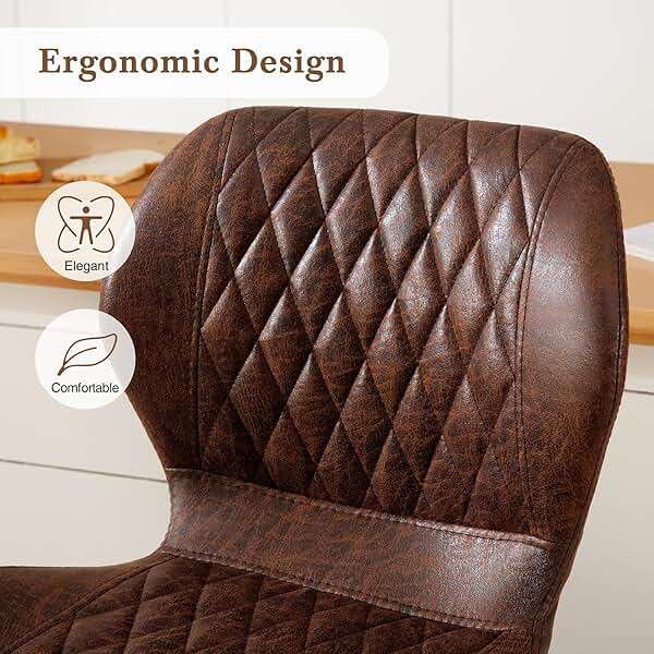 HOMYKA Bar Stools Set of 2, Modern Swivel Counter Height Barstools for Kitchen Island Chairs, Adjustable Fabric Bar Stools with Back for Kitchen Counter Bar, Brown - Image 5