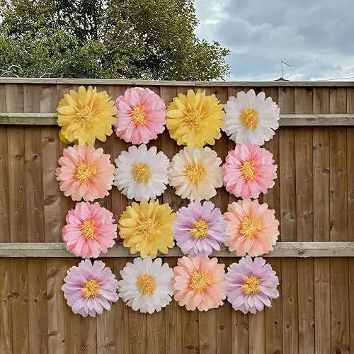 12 Pcs Daisy Tissue Paper Pom Poms Party Decorations Colorful Tissue Flowers Spring Party Decoration Paper Flowers Decorations for Wall Backdrop Garden Wedding Decor - Image 7