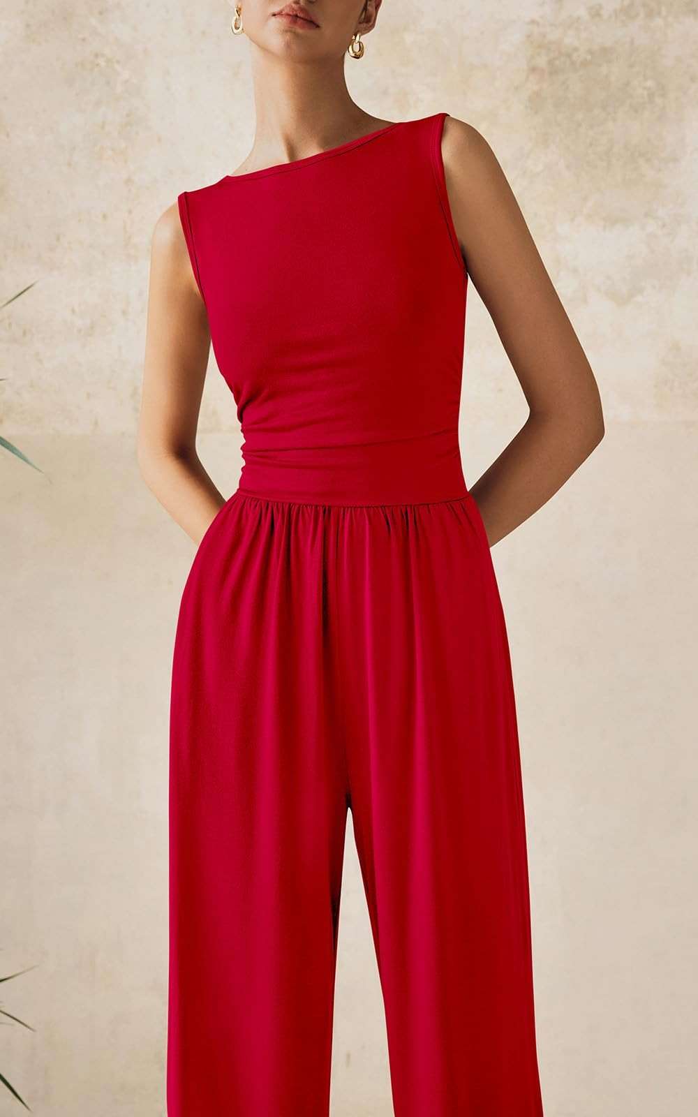 PRETTYGARDEN One Piece Jumpsuits for Women Dressy Casual Sleeveless Crewneck Wide Leg Rompers Jumpers Vacation Summer Outfits - Image 3