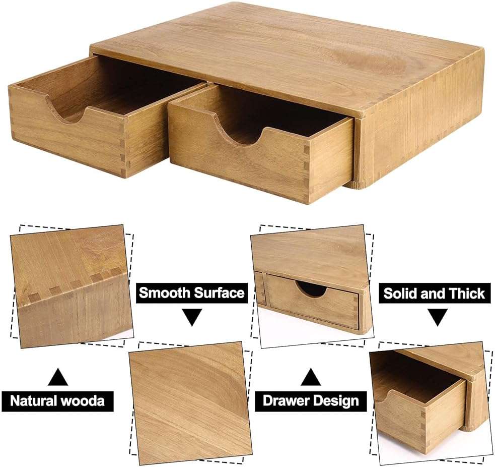 Wooden K Cup Organizer Coffee Pod Storage Box, Coffee Pods and Tea Organizer Holder, Multi Functional Desk Organizer Drawers for K-Cup Coffee Maker Brew, Coffee Station Accessories - Image 4