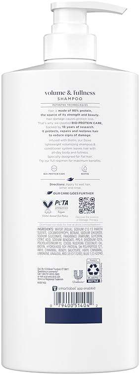 Dove Shampoo Volume & Fullness for Fine, Thin Hair with Bio-Protein Care Technology and Biotin 28 Fl Oz - Image 2