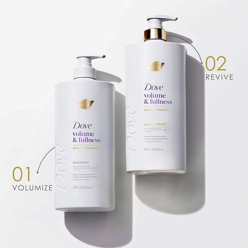 Dove Shampoo Volume & Fullness for Fine, Thin Hair with Bio-Protein Care Technology and Biotin 28 Fl Oz - Image 8
