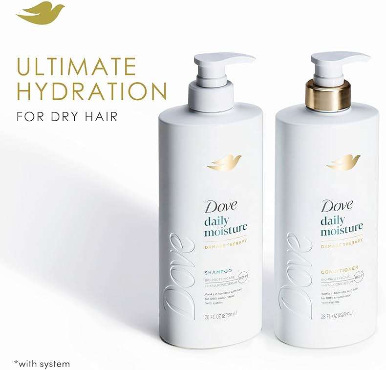 Dove Damage Therapy Shampoo Daily Moisture for Dry Hair with Bio-Protein Care Technology and Hyaluronic Serum 28 Fl Oz - Image 4