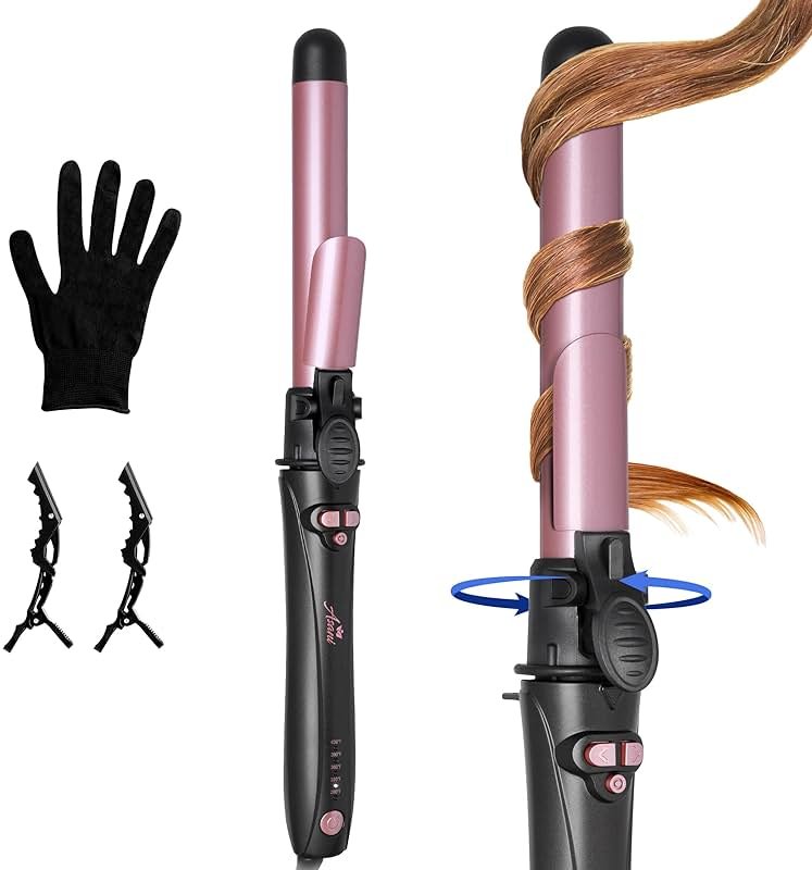 Asani 1 Inch Rotating Curling Iron - Automatic Curling Wand with Instant Heat, Adjustable Temp up to 430°F for All Hair Type, Medium or Long Hair - Dual Voltage Hair Curler for Lasting Beach Waves - Product Image