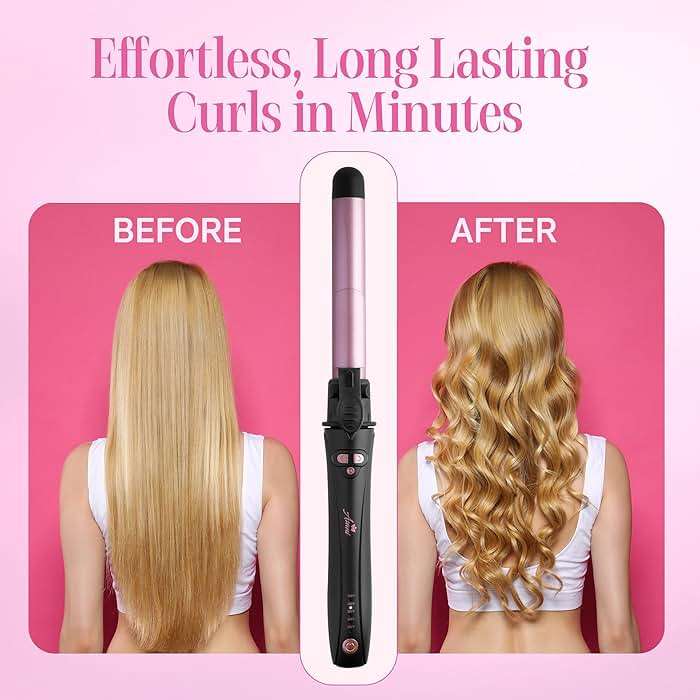 Asani 1 Inch Rotating Curling Iron - Automatic Curling Wand with Instant Heat, Adjustable Temp up to 430°F for All Hair Type, Medium or Long Hair - Dual Voltage Hair Curler for Lasting Beach Waves - Image 3